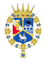 Oscar's arms as Count of Wisborg (1892)[11]