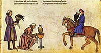 Illustration from the falconry book De arte venandi cum avibus written by Emperor Frederick II, c. 1245