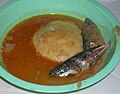 Peanut soup with fufu and fish