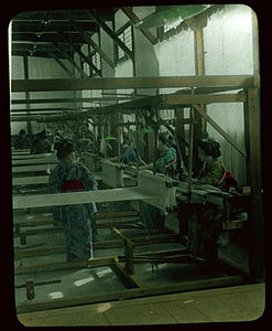 Hand-weaving in factory