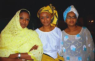 Hausa Fulani Nigerian women, wearing traditional clothing