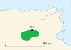 The approximate extent of the Kingdom of the Aurès around the time of the collapse of the Vandal Kingdom
