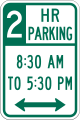 R7-108 Two hour parking time from 8:30 am to 5:30 pm