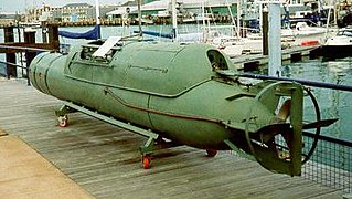 Original Maiale (manned torpedo) on display