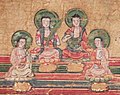 The four prophets, from left to right: Mani, Zoroaster, Buddha and Jesus.