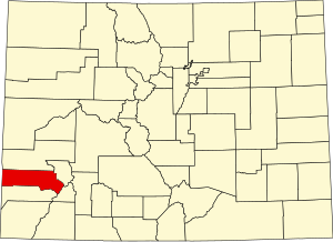 Map of Colorado highlighting San Miguel County