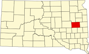 Map of South Dakota highlighting Kingsbury County