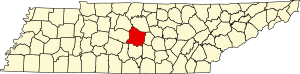 Map of Tennessee highlighting Rutherford County