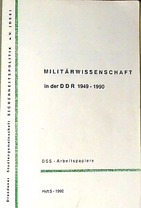 DSS-Arbeitspapiere, Militärwissenschaft, H. 5, 1992, Umschlag.