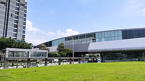 Exterior of the Punggol station, seen from an empty field