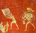 Image 38Workers at a cloth-processing shop, in a painting from the fullonica of Veranius Hypsaeus in Pompeii (from Roman Empire)