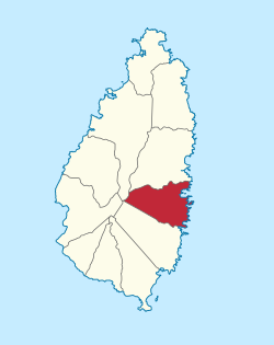 Location of Praslin Quarter within Saint Lucia