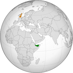 Map indicating locations of Somaliland and United Kingdom
