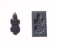 Stamp seal and modern impression – geometric pattern. Halaf culture