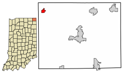 Location of Orland in Steuben County, Indiana.