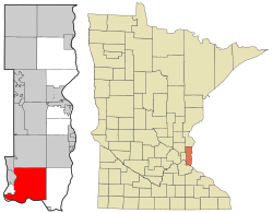 Location of the city of Cottage Grove within Washington County, Minnesota