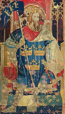 Depiction of King Arthur as one of the Nine Worthies, from the "Christian Heroes Tapestry" in The Cloisters, New York