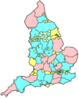 Map showing counties and unitary authorities from 1998