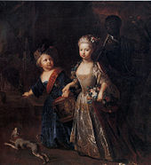 Frederick, Crown Prince of Prussia, later Frederick the Great, with his older sister, Wilhelmine, as children (c. 1715), by Antoine Pesne
