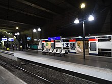 Train serving the station (towards Paris)