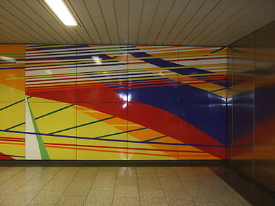 Gerhard Richter & Isa Genzken, Wall-art in underground, Duisburg, 1980–1992, in colorful enamel plates