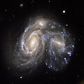46. A Hubble image of two Spiral Galaxies in the process of merging.