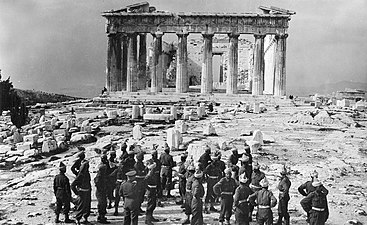 5th Indian Infantry Brigade tour Acropolis after clearing Piraeus of Communist forces