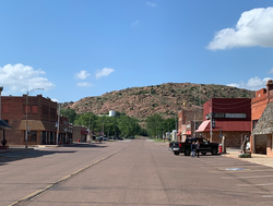 Main Street, with Headquarters Mountain in the background.