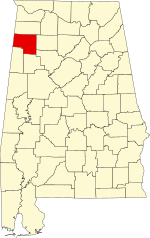 Map of Alabama highlighting Marion County