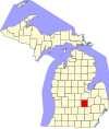 State map highlighting Shiawassee County