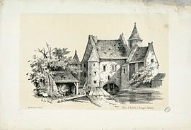 Roquettes watermill by Eugène de Malbos, around 1840