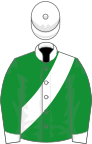 Green, white sash, collar, cuffs and cap