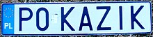 A rectangular plate reading P0KAZIK