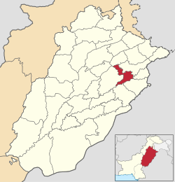 Karte von Pakistan, Position von Distrikt Nankana Sahib hervorgehoben