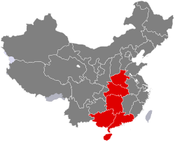 Location of South Central China