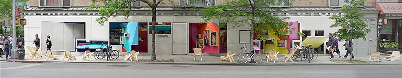 Exterior view of the gallery during an exhibit.