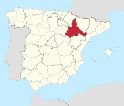 Map of Spain with Zaragoza highlighted