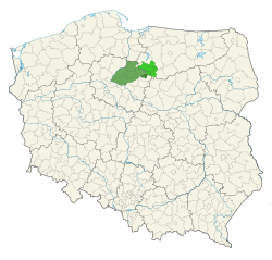 Chełmno Land (medium green) on the map of Poland