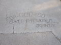 Inscribed in the sidewalk at Lubbock Christian University is the first part of John 3:16.