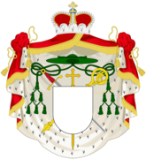 Wappen eines Fürstbischofs mit fürstlichen und bischöflichen heraldischen Würdezeichen