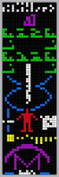 Colorized version of the Arecibo interstellar radio message as sent 1974 from the Arecibo Observatory, decommissioned in November 2020 due to accumulated damage from storms, and general disrepair.