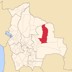 Location of Ñuflo de Chávez Province within Bolivia