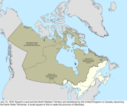 Map of the change to Canada on July 15, 1870