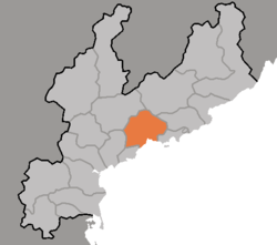 Map of South Hamgyong showing the location of Hongwon