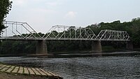 Dingman's Ferry Bridge connects Sandyston Township, New Jersey and Delaware Township in Pike County, Pennsylvania