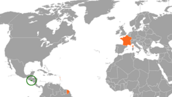 Map indicating locations of El Salvador and France