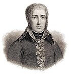 Black and white print shows a clean-shaven man with long sideburns. He wears a dark military uniform with embroidery on the collar and lapels.