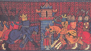 Die Schlacht von Gisors in den Annalen von Saint-Denis, 14. Jahrhundert