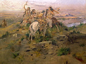 The Indians discovering Lewis and Clark. Russell depicted various stages of the Lewis and Clark Expedition in a number of works.