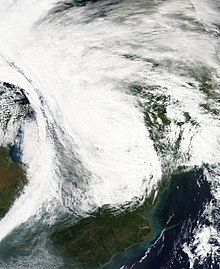 Satellite image of Hurricane Isabel's remnants located over the Northeasten United States on September 19